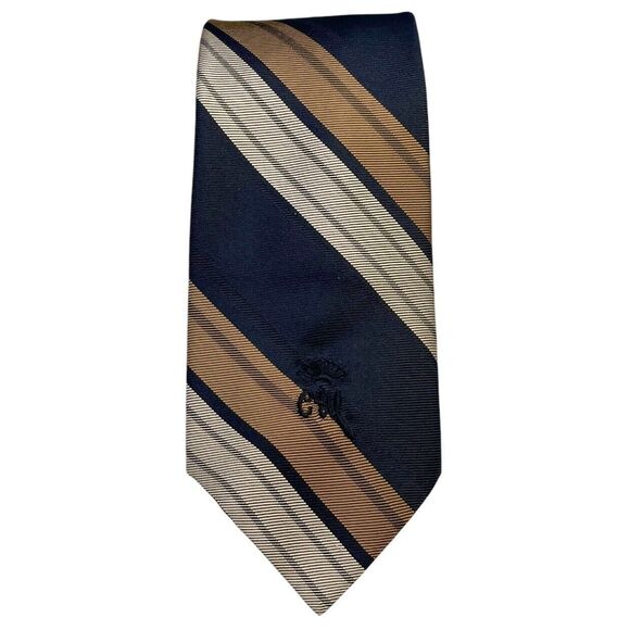 VINTAGE WOOLF BROTHERS COUNTESS MARA TIE Black Copper Brown, PREOWNED - Picture 1 of 5